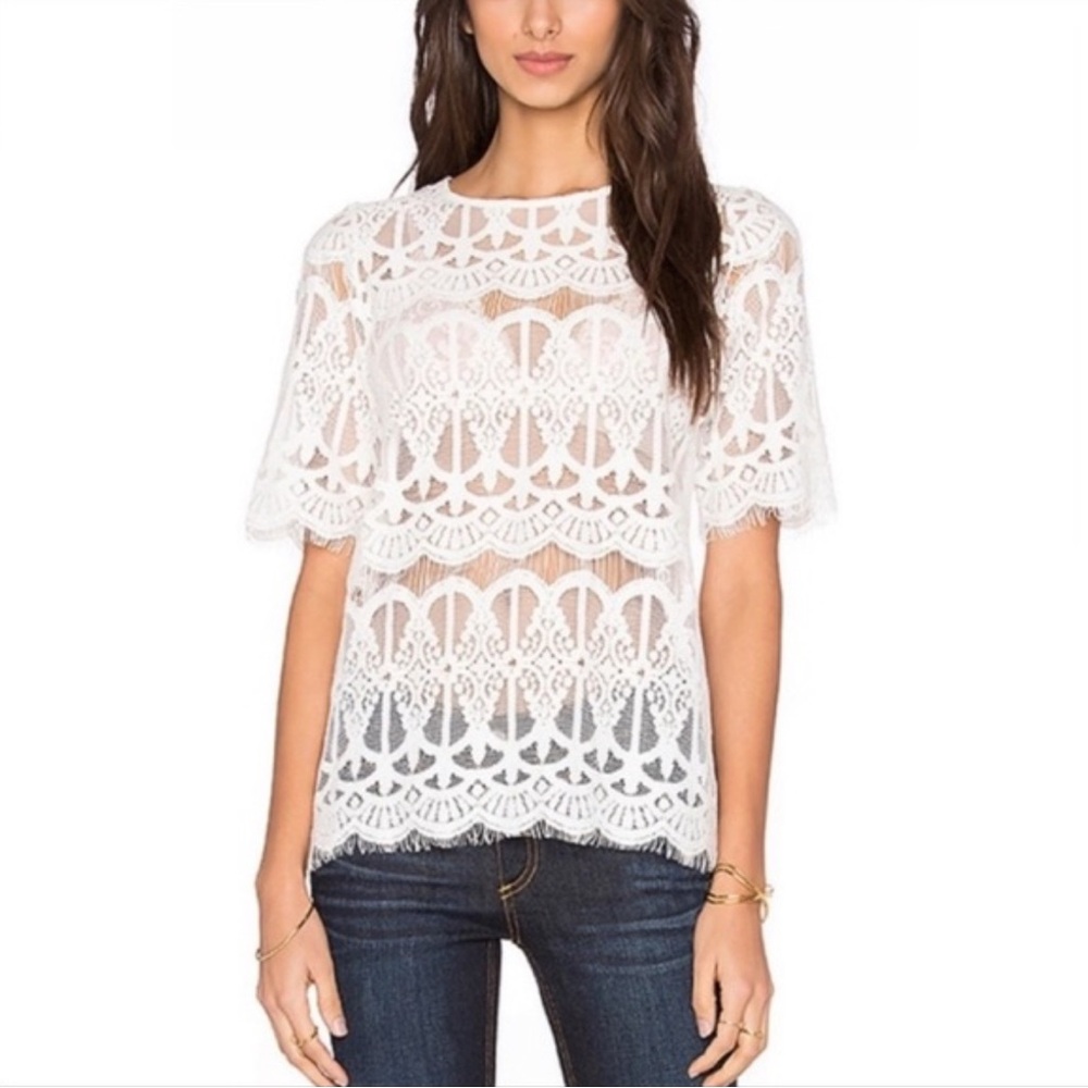 BCBGeneration Ivory White Lace Crochet Top XXS